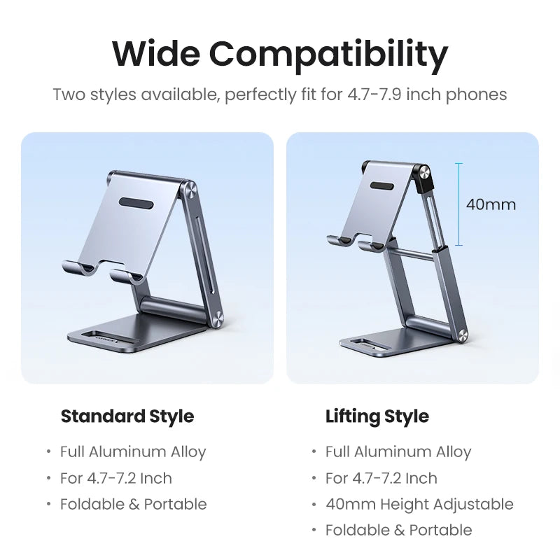 UGREEN Phone Holder Stand Aluminum Cell Phone Stand Tablet Stand Support Mobile Phone For iPhone 15 14 13 Xiaomi Samsung Huawei