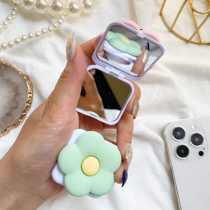 2 In 1 Mirror Flower Foldable Finger Ring Griptok Phone Holder for IPhone Samsung Support Socket Pocket Grip Tok Stand Bracket