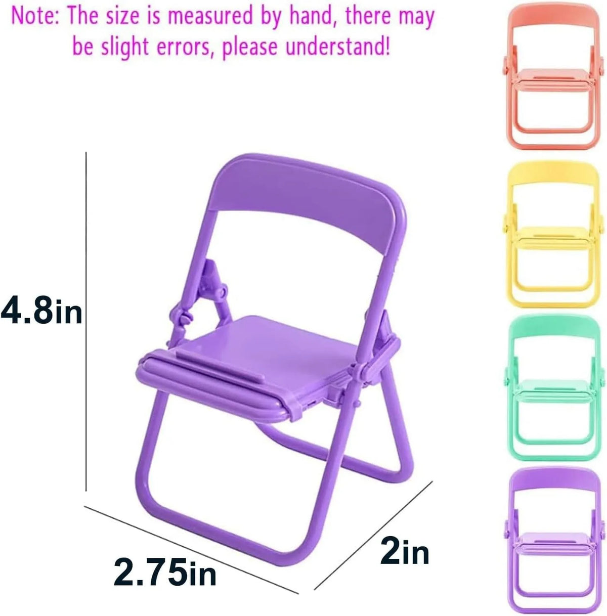 4Pcs Multicolour Folding Chair Phone Stand, Mini Foldable Chair Phone Stand, Candy Color Universal Mobile Phone Holder,Foldable Stool Desk Decor Gift Accessories,Cute Mini Things,Workspace Organizers