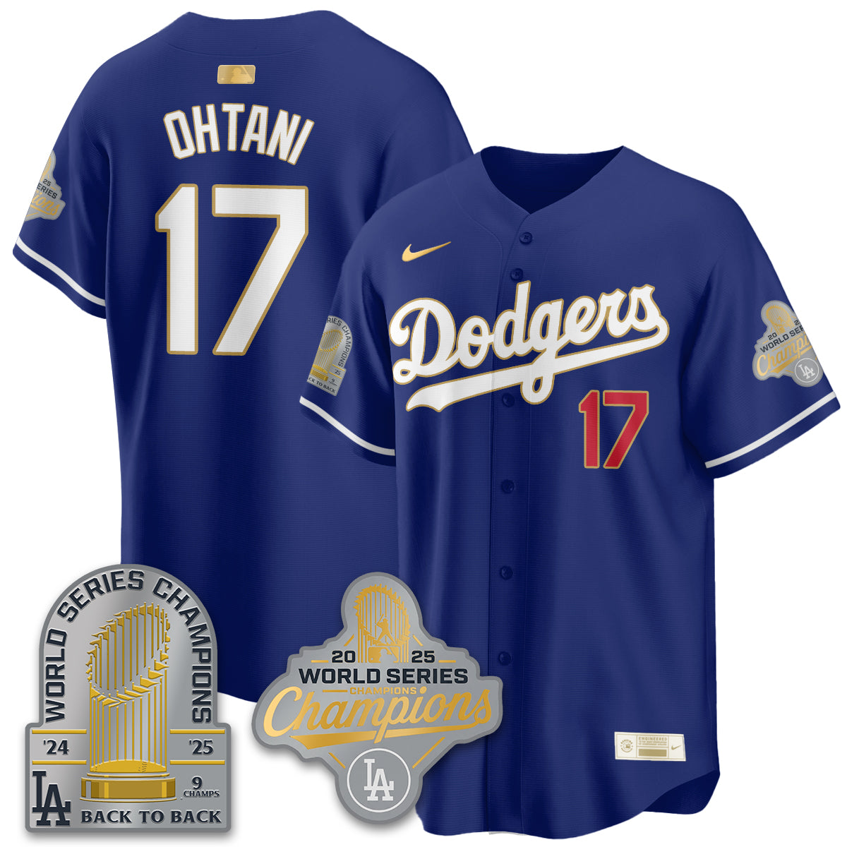 LAD Gold Collection Stadium Vapor Limited Jersey - 9x Champs - All Stitched
