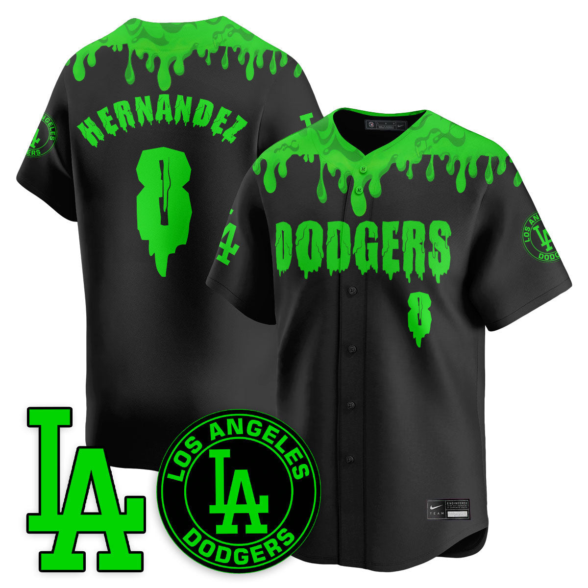 Custom Los Angeles Dodgers "Slime Night Special" Jersey - Stitched