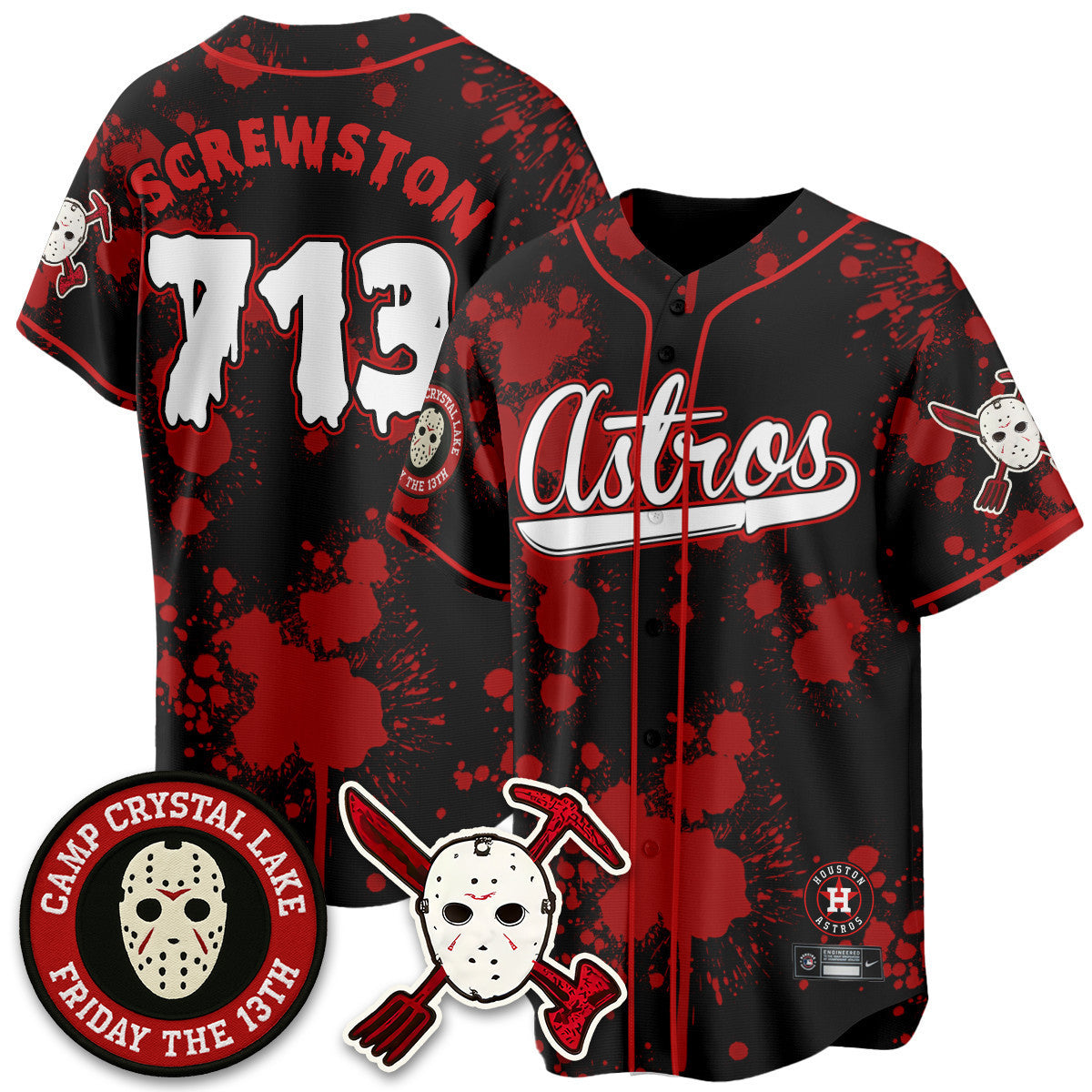 Custom Houston Astros "Friday the 13th" Jersey - All Stitched