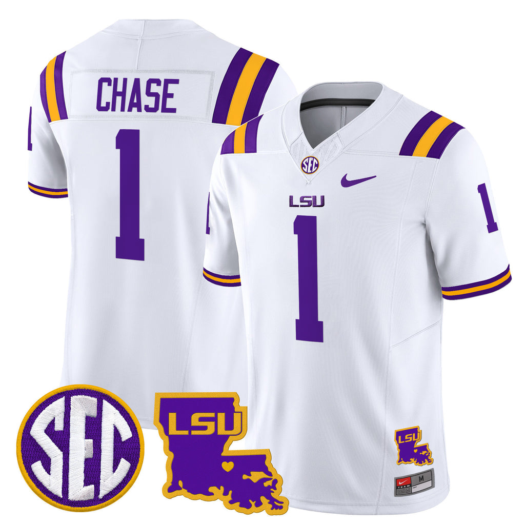 Men's LSU Tigers 2025 Louisiana Patch Vapor Limited Jersey - All Stitched