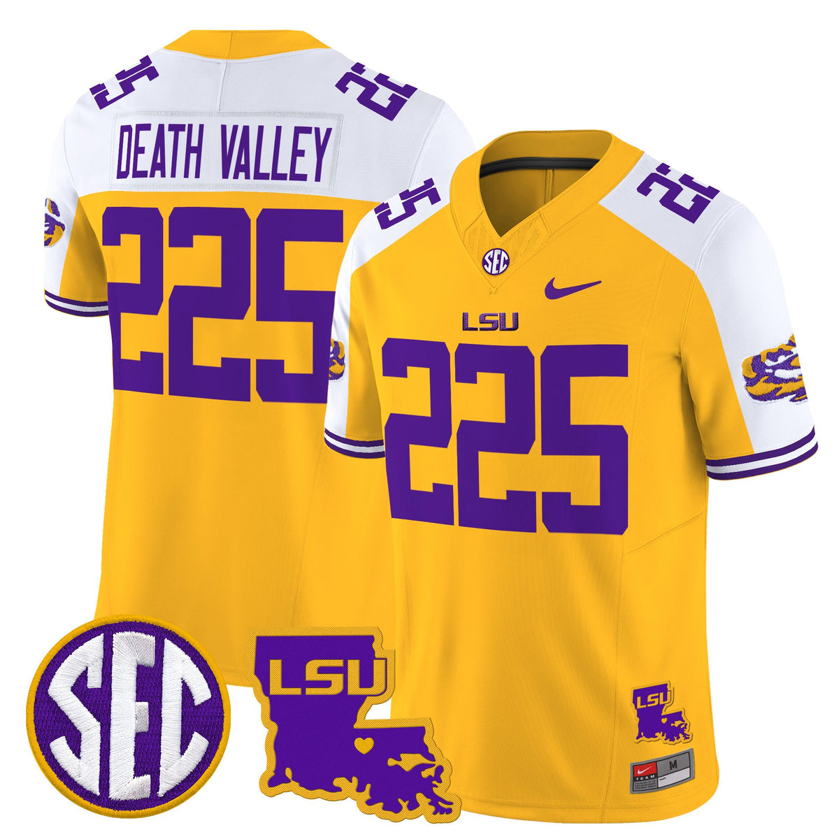 Men's LSU Tigers 2025 Louisiana Patch Vapor Limited Jersey - All Stitched