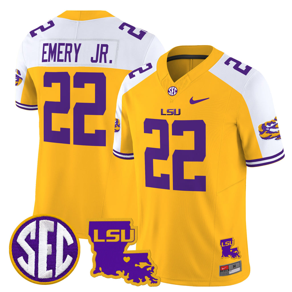 Men's LSU Tigers 2025 Louisiana Patch Vapor Limited Jersey - All Stitched