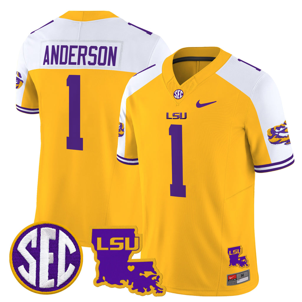 Men's LSU Tigers 2025 Louisiana Patch Vapor Limited Jersey - All Stitched