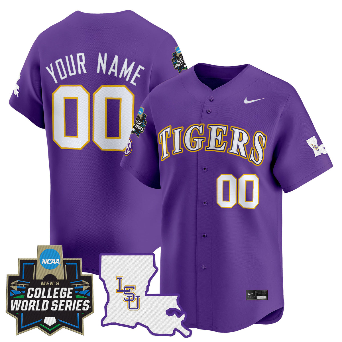 LSU Tigers 2025 World Series Vapor Premier Limited Custom Jersey - All Stitched