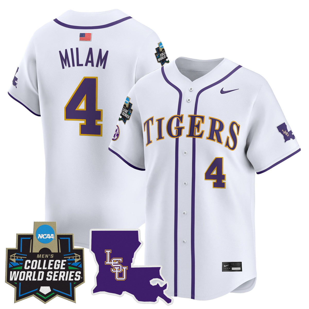 Men's LSU Tigers 2025 World Series Vapor Premier Limited Jersey - All Stitched