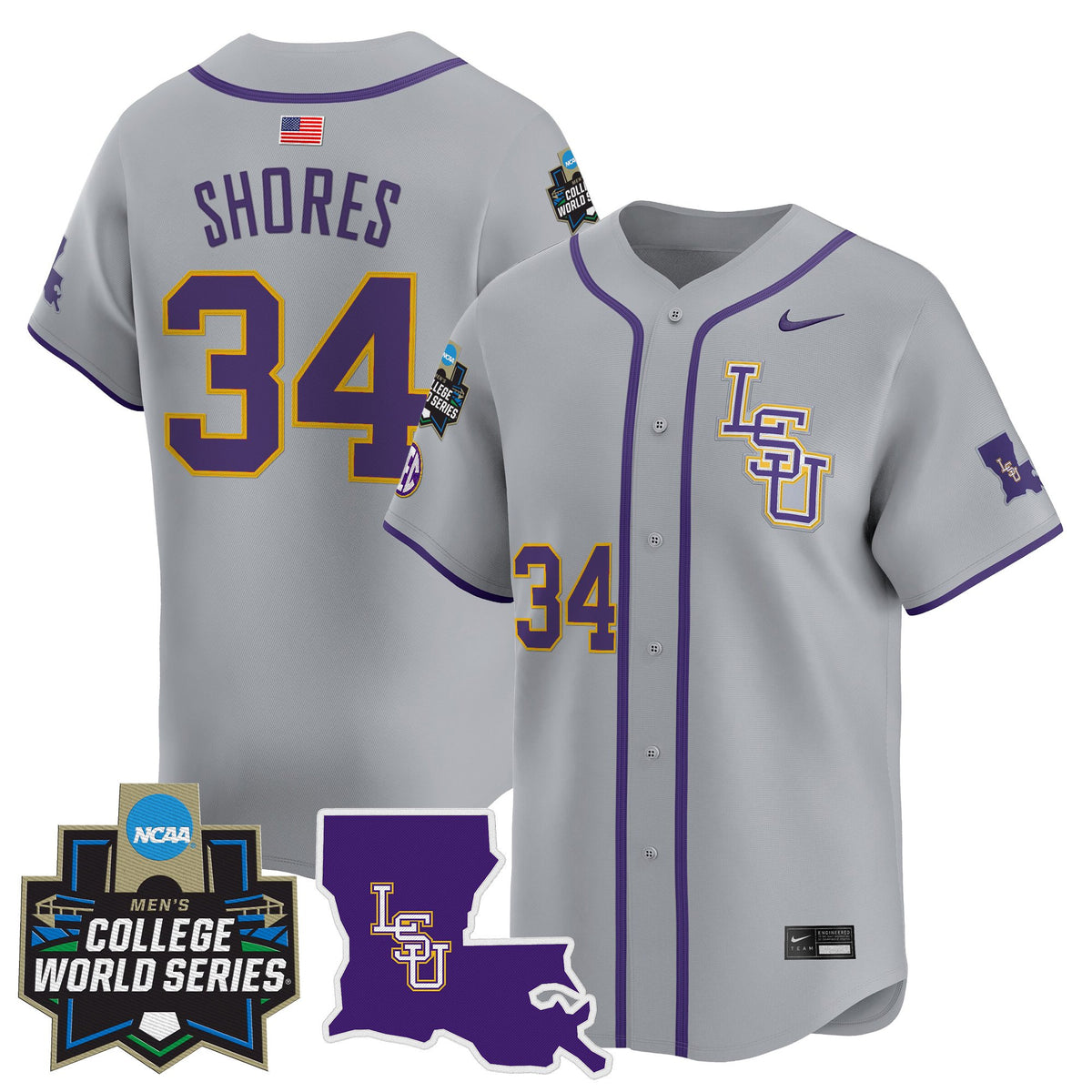 Men's LSU Tigers 2025 World Series Vapor Premier Limited Jersey - All Stitched