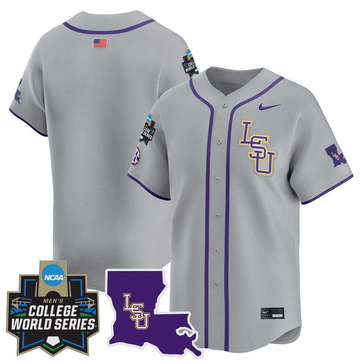 Men's LSU Tigers 2025 World Series Vapor Premier Limited Jersey - All Stitched