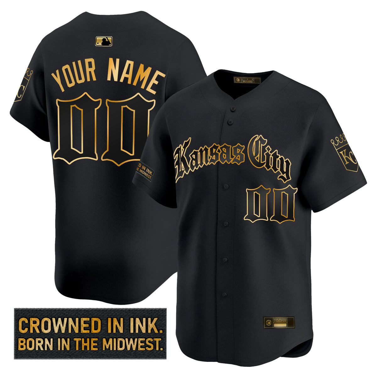 Kansas City Royals 'Gothic Crown Edition' Gold Vapor Premier Limited Custom Jersey - All Stitched
