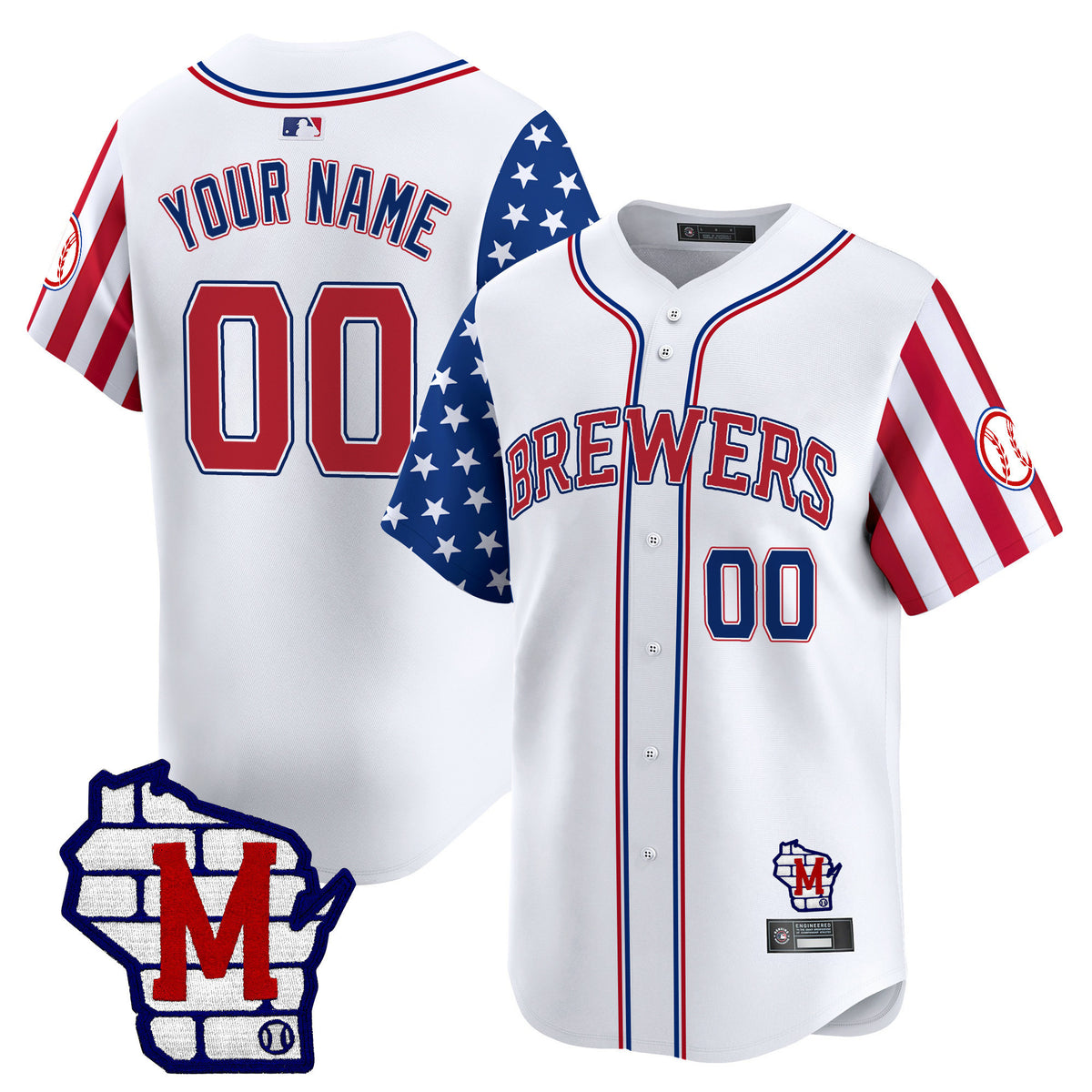 Milwaukee Brewers 2025 Independence Day Vapor Premier Limited Custom Jersey - All Stitched