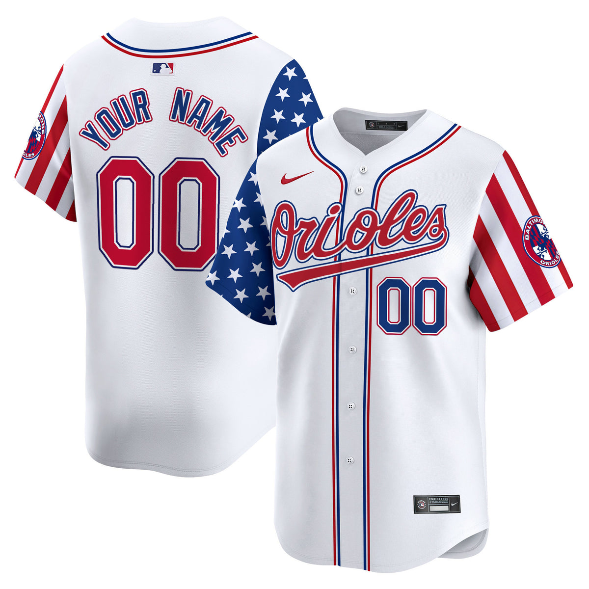 Baltimore Orioles 2025 Independence Day Vapor Premier Limited Custom Jersey - All Stitched