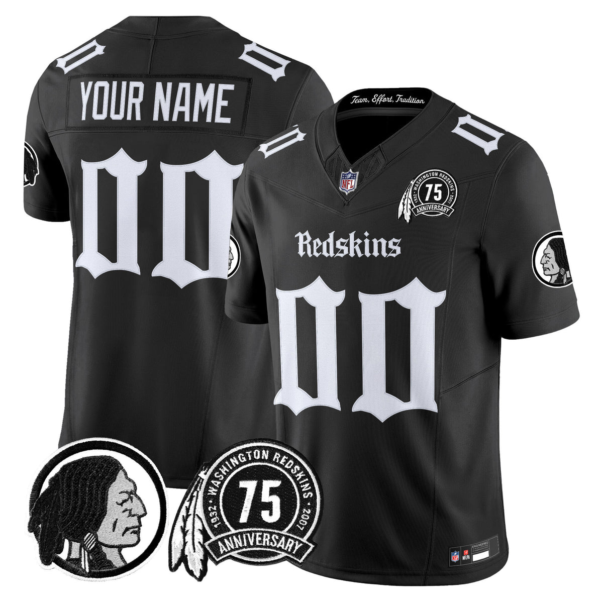 Washington Redskins 'Gothic Capital Edition' Vapor Limited Custom Jersey - All Stitched