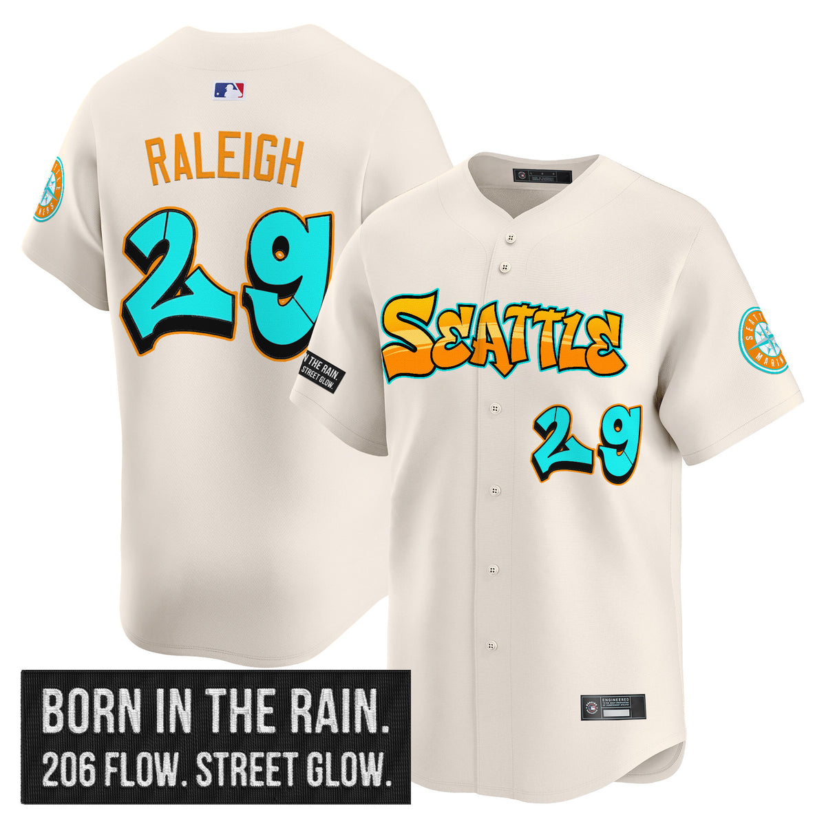Men's Seattle Mariners 'Graffiti Emerald Drop Edition' Vapor Premier Limited Jersey - All Stitched