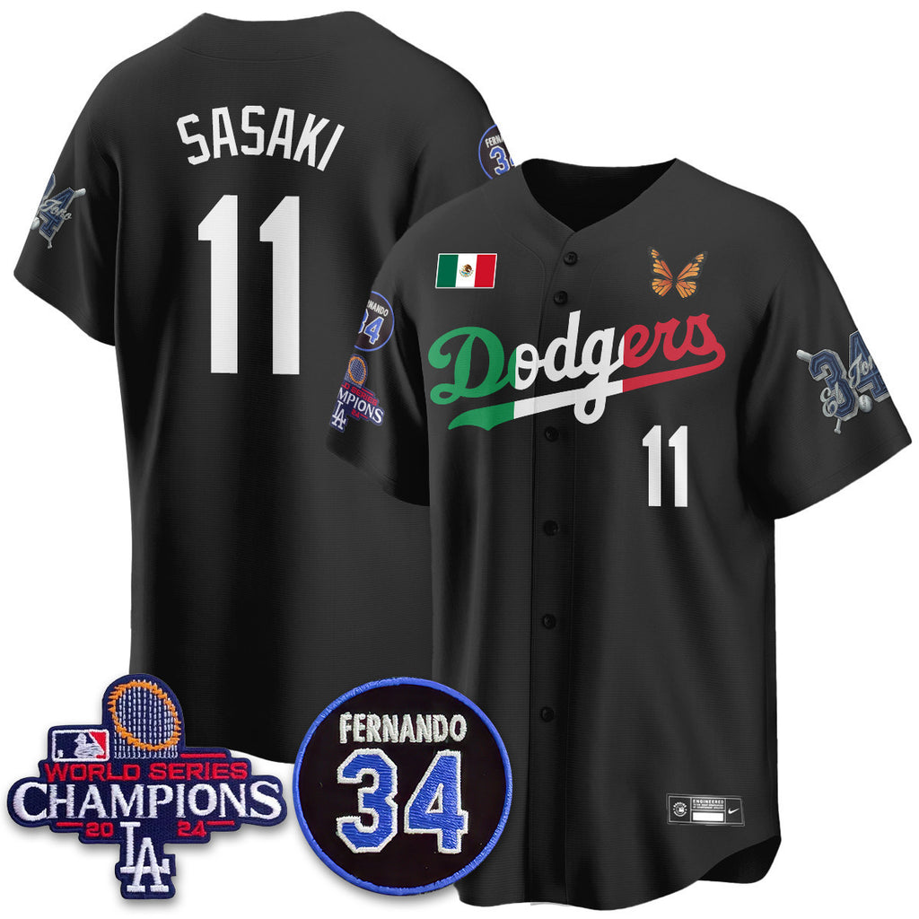 Los Angeles Dodgers Mexican "For 34" Custom Jersey - All Stitched