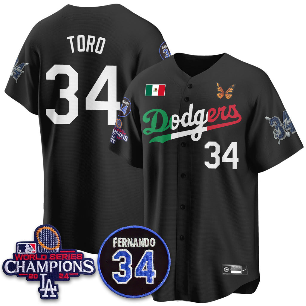 Los Angeles Dodgers Mexican "For 34" Custom Jersey - All Stitched