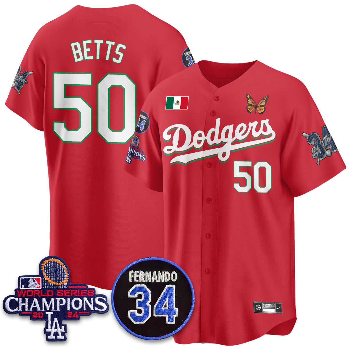 Los Angeles Dodgers Mexican "For 34" Custom Jersey - All Stitched