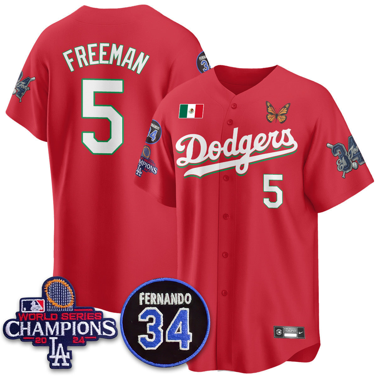 Los Angeles Dodgers Mexican "For 34" Custom Jersey - All Stitched