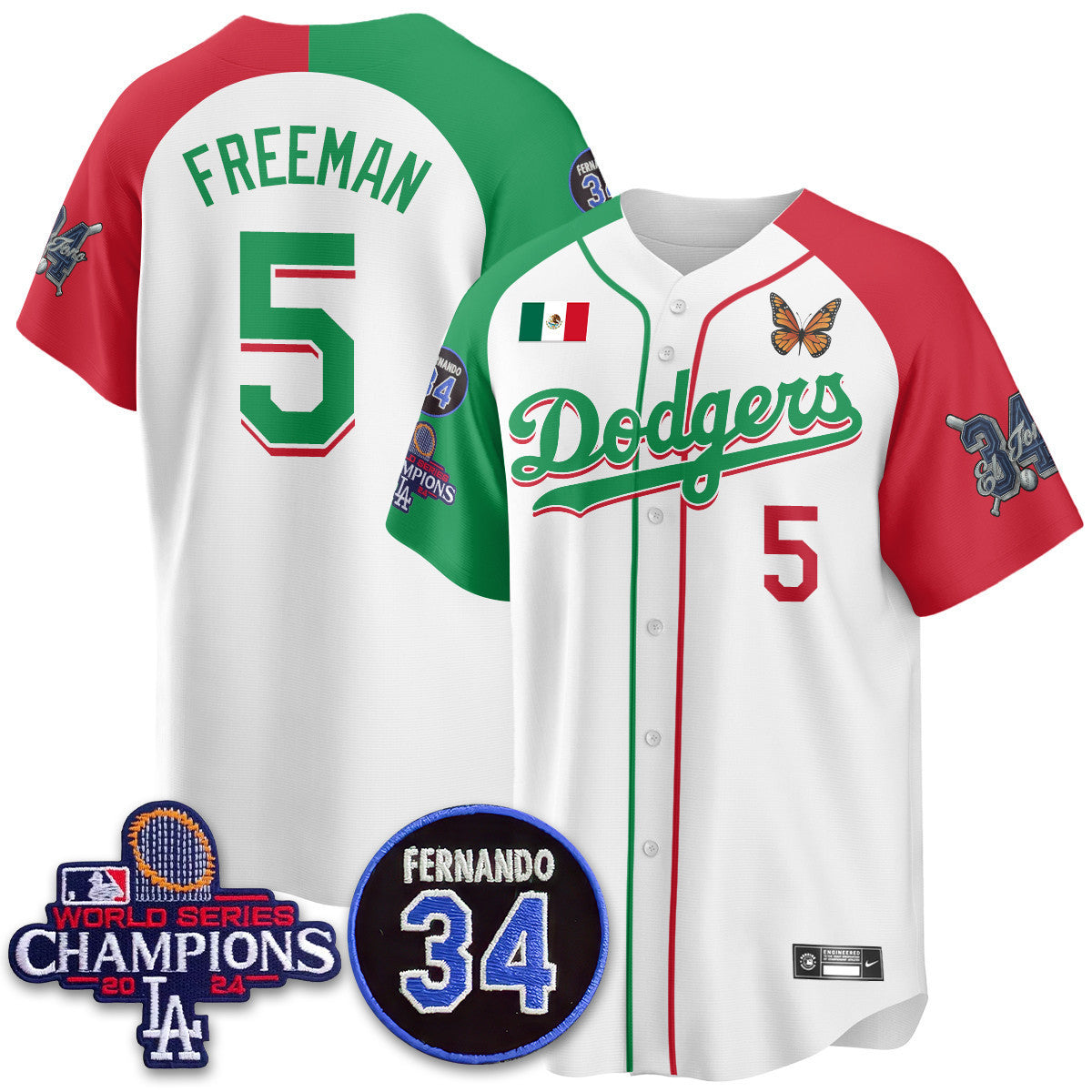 Los Angeles Dodgers Mexican "For 34" Custom Jersey - All Stitched