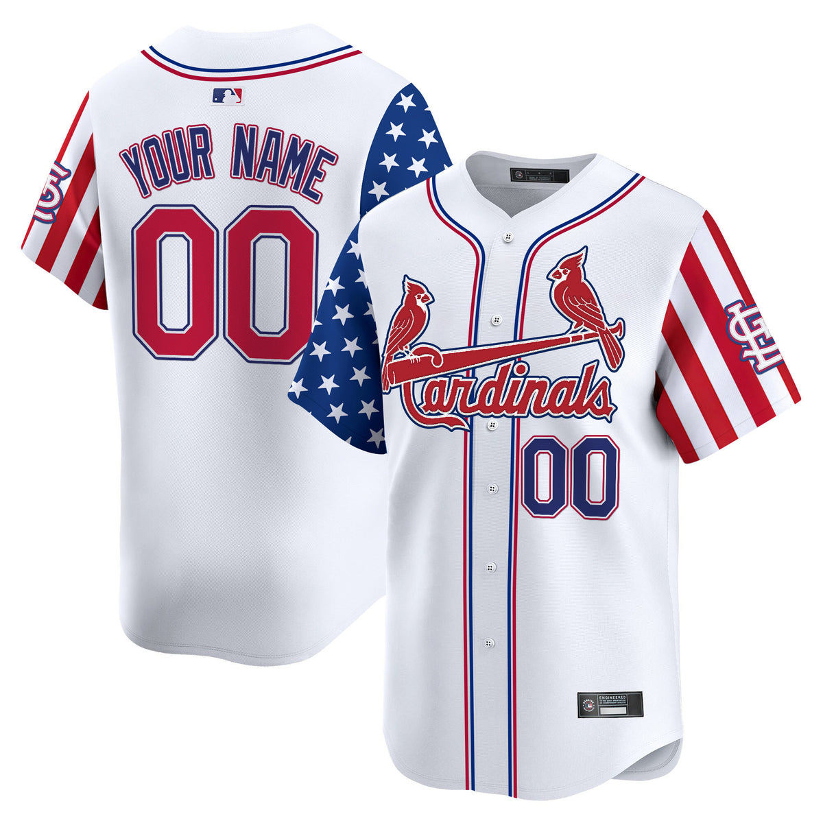 Custom Gender/ Name St. Louis Cardinals 2025 Independence Day Vapor Premier Limited Jersey V2 - All Stitched