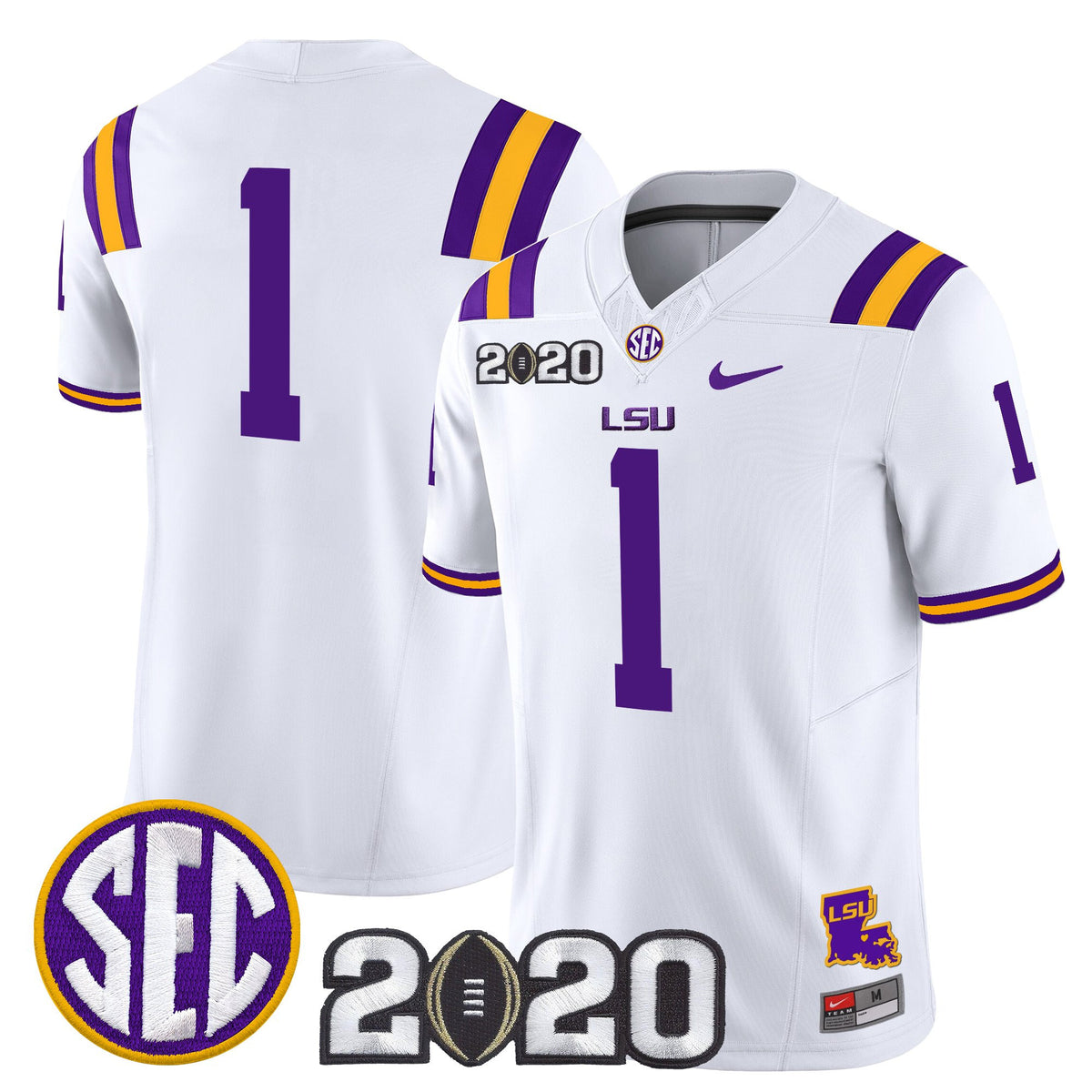 Men's LSU Tigers 2020 National Champions Vapor Limited Jersey - All Stitched