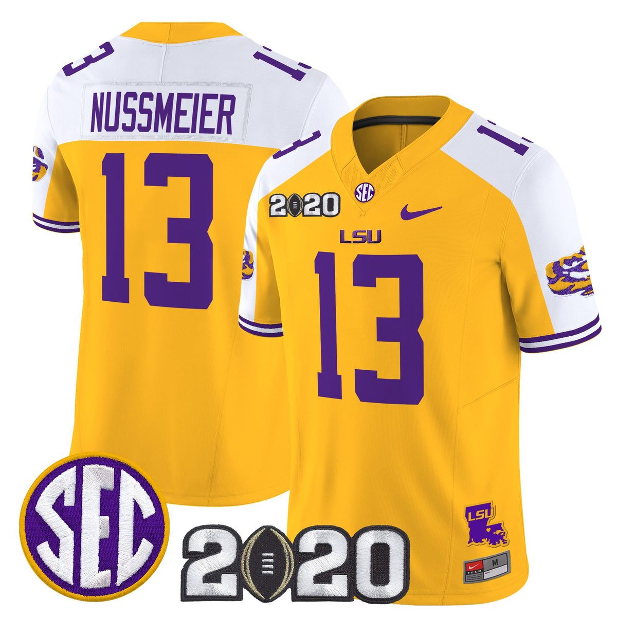 Men's LSU Tigers 2020 National Champions Vapor Limited Jersey - All Stitched