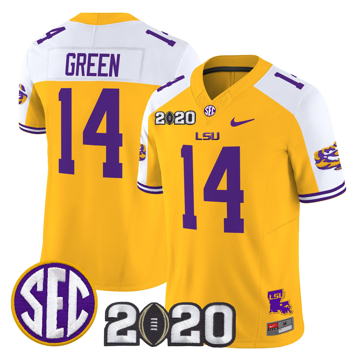 Men's LSU Tigers 2020 National Champions Vapor Limited Jersey - All Stitched